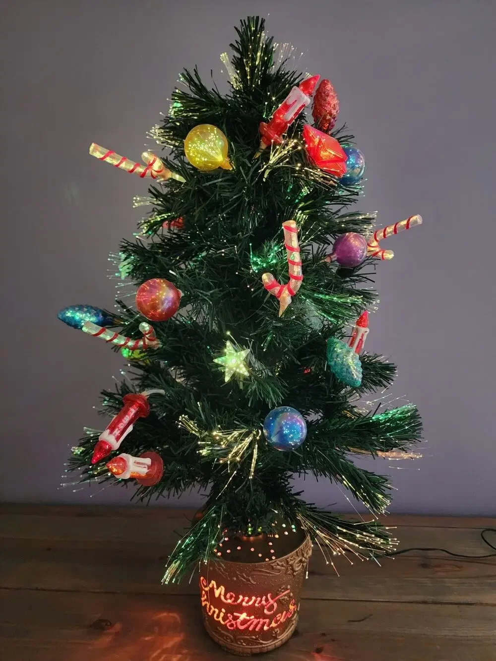 Vintage Fiber Optic Christmas Tree 30” Indoor Table Top